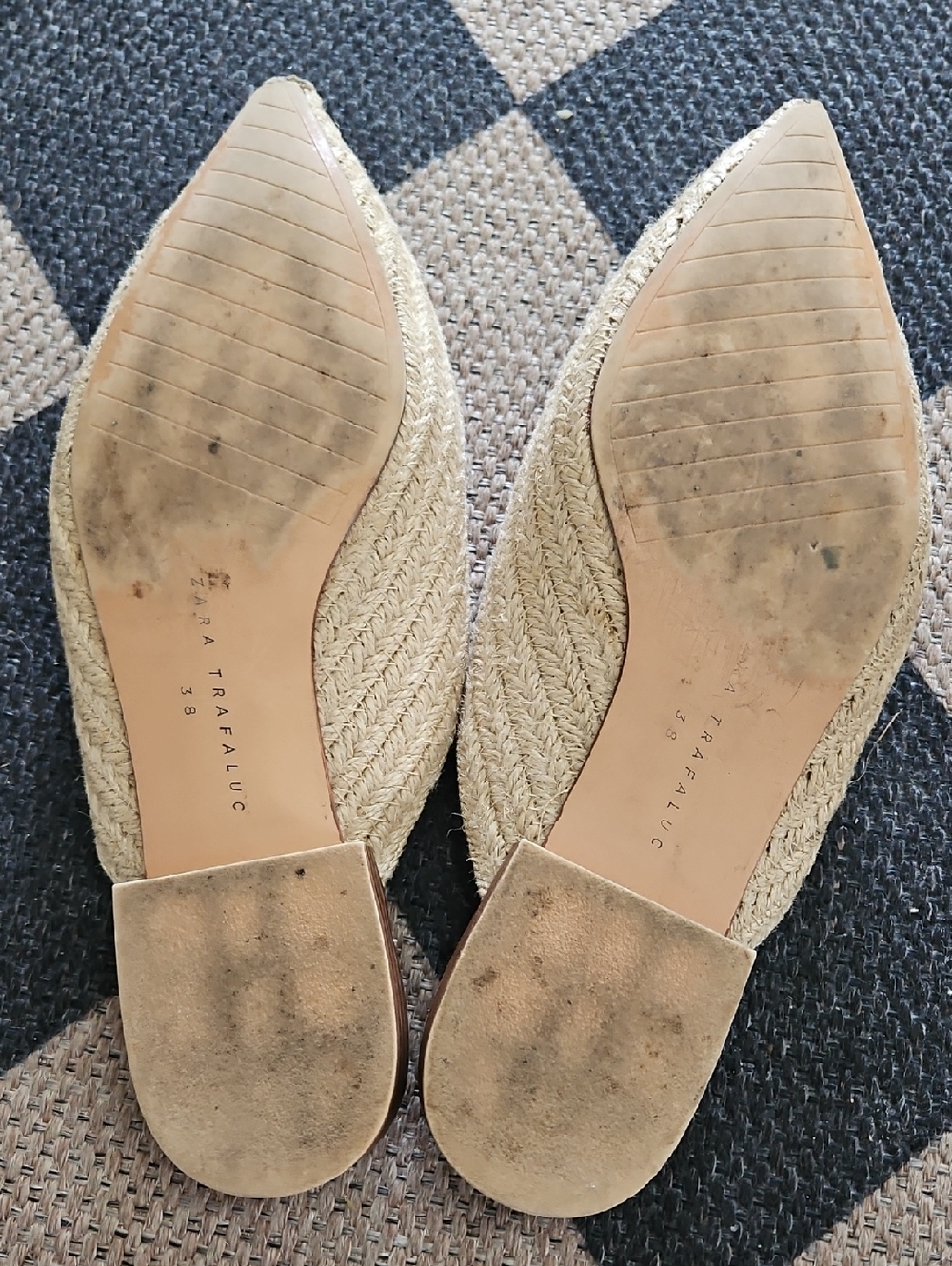 Zara Natural Woven Pointed-Toe Slip-On Mules - Beige - Picture 3 of 4